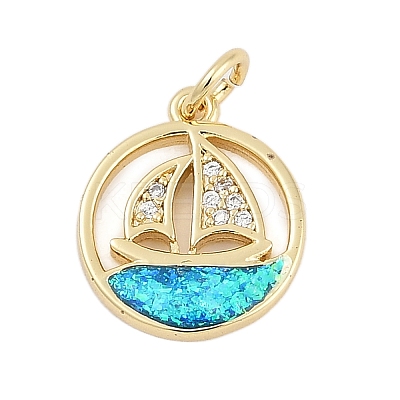 Brass Micro Pave Cubic Zirconia Pendants KK-I723-47G-1
