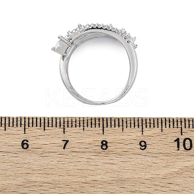 Brass Micro Pave Clear Cubic Zirconia Finger Rings LS-RJEW-S398-01P-1