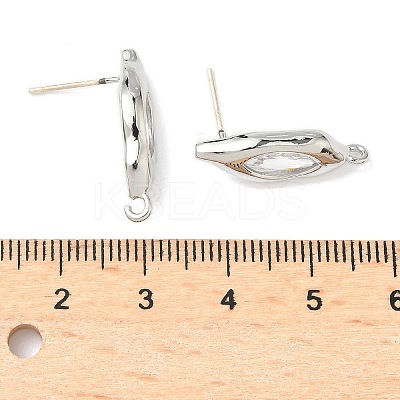 Nuggets Brass Micro Pave Clear Cubic Zirconia Stud Earring Findings KK-D386-18P-1