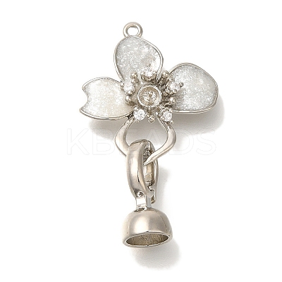Brass Micro Pave Clear Cubic Zirconia Fold Over Clasps KK-K389-022P-1