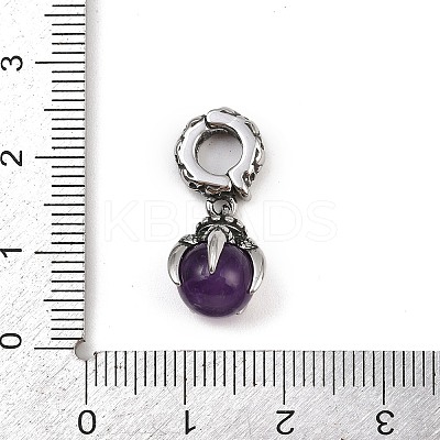 Dragon Claw 316 Surgical Stainless Steel & Round Natural Amethyst Pendant Decoration STAS-Z165-07AS-03-1