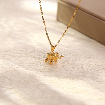 Stainless Steel Cable Chain Baby Elephant Pendant Necklaces PW-WG99660-01-1