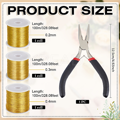 3 Rolls 3 Size Round Copper Wire CWIR-BC0001-64-1