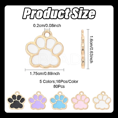 80Pcs 5 Colors Alloy Enamel Pendants ENAM-YW0005-19-1