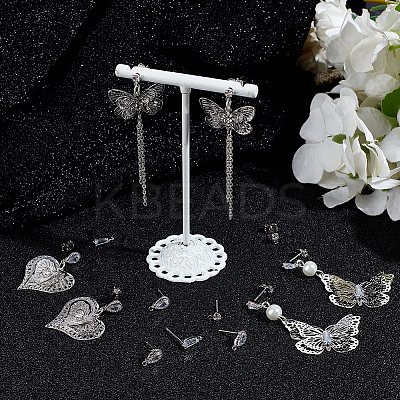 30Pcs 3 Style Teardrop & Trapezoid Shape Brass with Clear Cubic Zirconia Stud Earring Findings KK-BBC0013-56-1