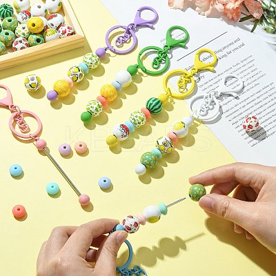 6Pcs 6 Colors Spray Painted Alloy Bar Beadable Keychain for Jewelry Making DIY Crafts KEYC-CJ0001-09-1