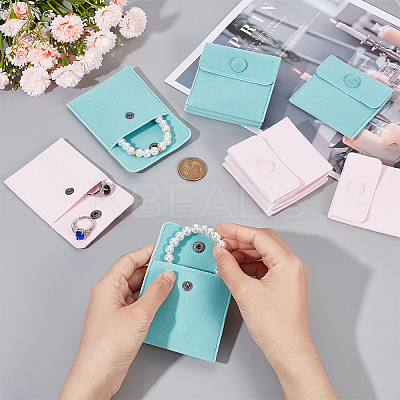 12Pcs 2 Colors Square Velvet Jewelry Bags TP-CP0001-02A-1