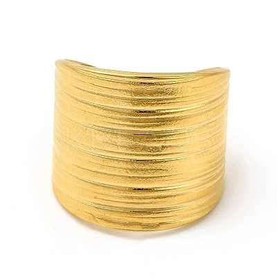 Ion Plating(IP) 304 Stainless Steel Textured Wide Open Cuff Ring for Women RJEW-E070-01G-1