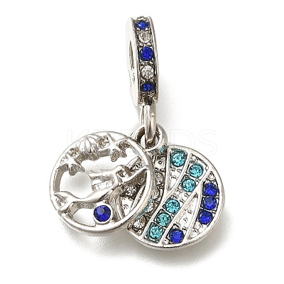 Rack Plating Alloy Rhinestone European Dangle Charms PALLOY-A009-02P-1