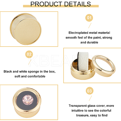 2Pcs 2 Colors Round Alloy Loose Diamond Storage Boxes CON-DR0001-03-1
