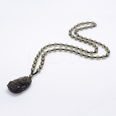 Glass Beaded Pendant Necklaces NJEW-E116-02-1