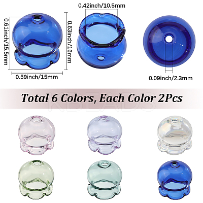 12Pcs 6 Colors Jellyfish Glass Bead Cone GLAA-SC0002-74-1