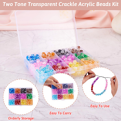 Two Tone Transparent Crackle Acrylic Beads CACR-TA0001-01-1