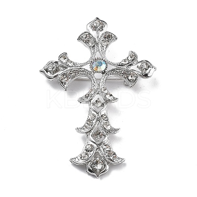 Cross Alloy Rhinestone Brooch Pins LS-JEWB-Z034-06P-01-1