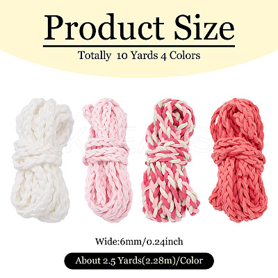 10 Yards 4 Colors  Braided Flat Faux Suede Cord LW-TA0001-05-1
