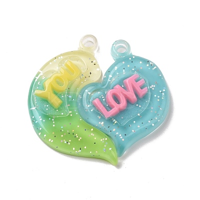 Gradient Color Translucent Resin Pendants RESI-G048-01E-1