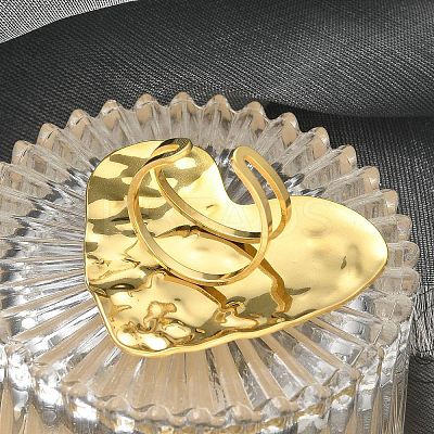 304 Stainless Steel Open Cuff Ring for Women RJEW-B109-06G-03-1