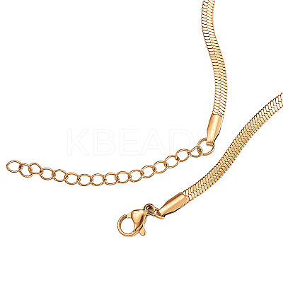 3mm 304 Stainless Steel Flat Snake Dome Herringbone Chain Link Bracelet for Men Women BJEW-CJC0001-02B-1