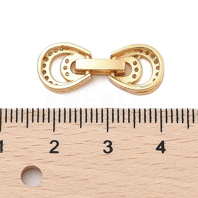 Brass Micro Pave Clear Cubic Zirconia Fold Over Clasps KK-C075-06G-1