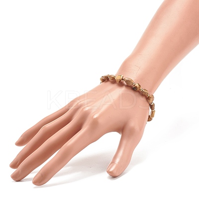 Natural Picture Jasper Round Beaded Stretch Bracelet BJEW-JB08197-02-1