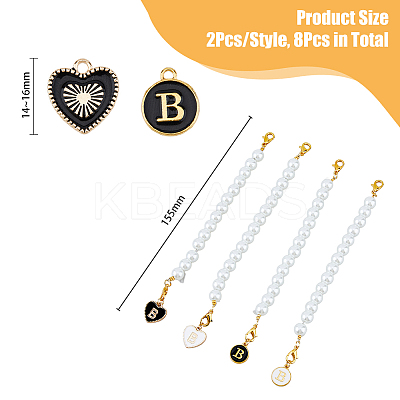 Heart/Flat Round with Letter B Alloy Enamel Pendant Decorations HJEW-AB00692-1