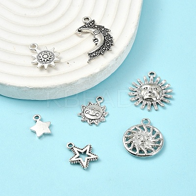 48Pcs 24 Styles Tibetan Style Alloy Pendants Sun/Star/Moon DIY-YW0008-84-1
