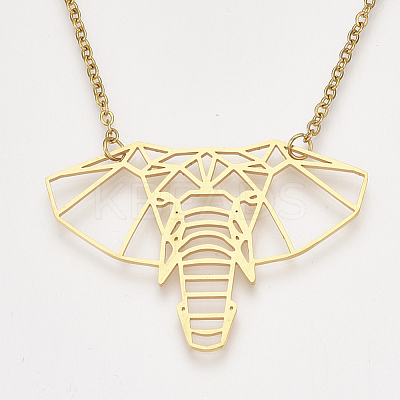 201 Stainless Steel Origami Pendant Necklaces NJEW-T009-JN091-2-40-1
