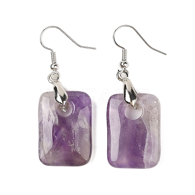 Natutal Amethyst Dangle Earrings EJEW-F343-E09-1