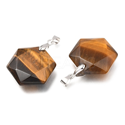 Faceted Natural Tiger Eye Pendants G-F340-03H-1