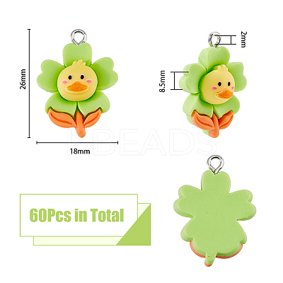 60pcs Opaque Resin Pendants RESI-DC0001-15-1