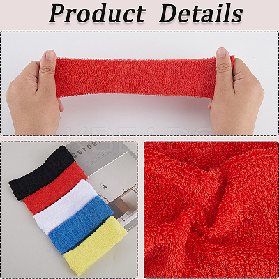 5Pcs 5 Colors Cotton & Spandex Yarns Exercise Elastic Headbands OHAR-CY0001-13-1