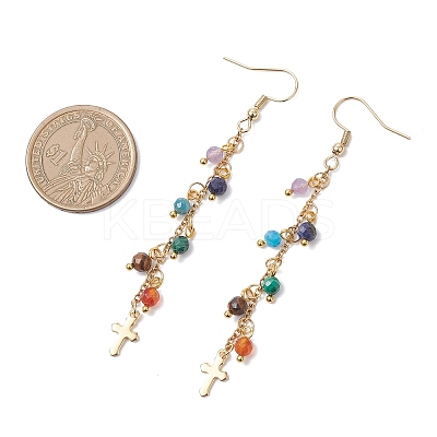 Natural Gemstone Dangle Earrings EJEW-JE06668-03-1