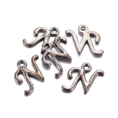 Gunmetal Plated Alloy Letter Pendants PALLOY-J718-01B-N-1