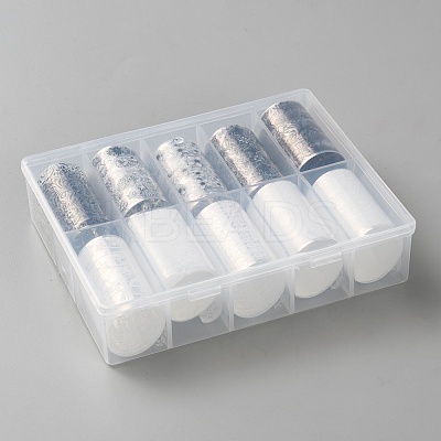 10 Rolls PET Lace Flower Nail Foils Floral Transfer Paper STIC-WH20010-16C-1