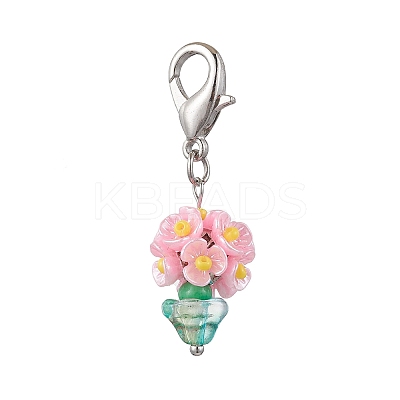 Resin & Glass Beaded Pendant Decorations HJEW-MZ00168-05-1