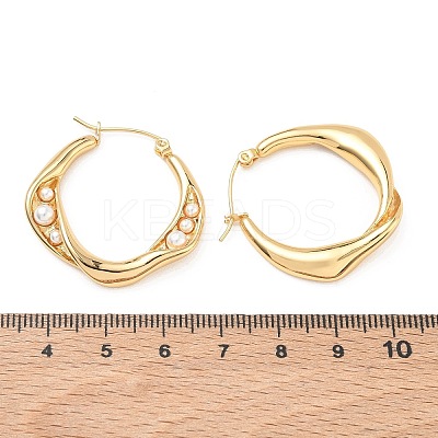 304 Stainless Steel & ABS Plastic Pearl Hoop Earrings SA-CBA2696-31G-1