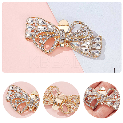 2Pcs Bowknot Alloy Rhinestone Shoe Decorations FIND-CP0002-28A-1