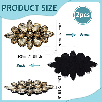 2Pcs Flower Glass Rhinestone Costume Accessories FIND-FG0004-81A-1