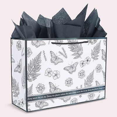 1Pc Flower Butterfly Paper Gift Tote Bags ABAG-SP0001-32-1