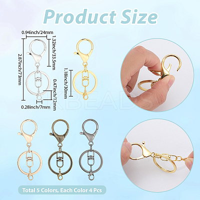 20Pcs 5 Colors Iron Keychain Clasps FIND-BBC0004-69-1