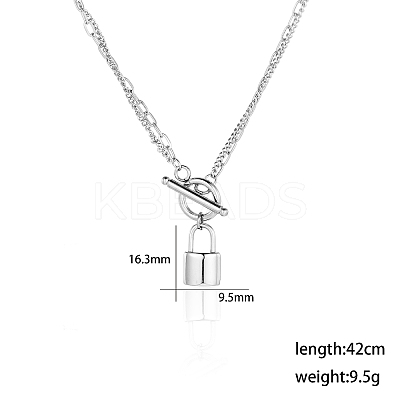 Retro Punk 304 Stainless Steel Necklace with 18K Gold Plated OT Clasp HD3050-1-1