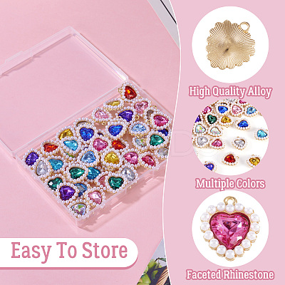44Pcs 11 Colors Alloy Rhinestone Pendants ALRI-TA0001-27-1
