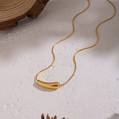 Minimalist 304 Stainless Steel Bean Pendant Necklaces with Round Snake Chains for Women YF8293-1-1