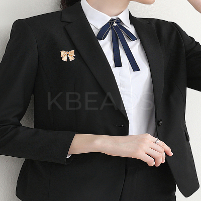 1Pc Bowknot Imitation Pearl Brooch JEWB-LP0004-15-1