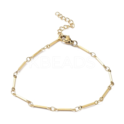 Ion Plating(IP) 304 Stainless Steel Bar Link Chain Bracelets BJEW-K226-10G-1