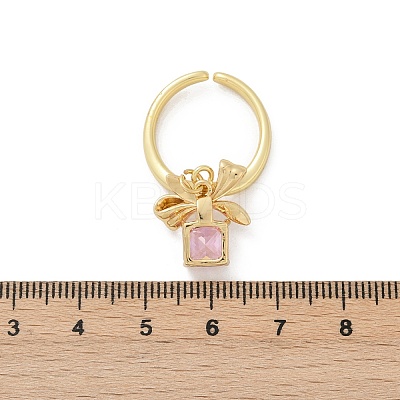 Brass Micro Pave Cubic Zirconia Adjustable Open Cuff Rings for Women RJEW-U057-05G-1