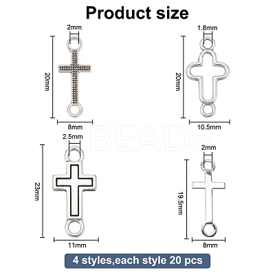 80Pcs 4 Styles Tibetan Style Alloy Connector Charms FIND-NB0003-90-1