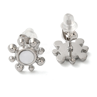 Non-Tarnish 304 Stainless Steel Embossing Stud Earrings LS-EJEW-U001-06P-05-1