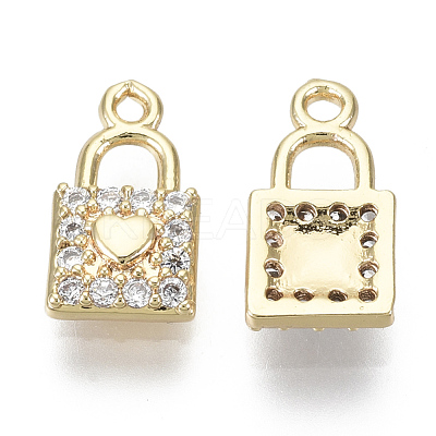 Brass Micro Pave Clear Cubic Zirconia Charms KK-S348-543-NF-1