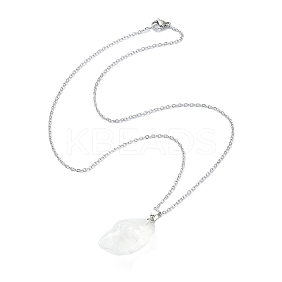 Natural Quartz Nugget Pendant Necklace with 304 Stainless Steel Chains NJEW-JN04385-01-1